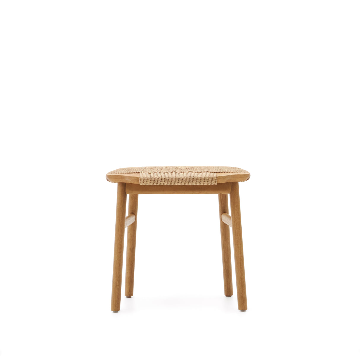 Enit Hocker aus Papierseil in Beige und massivem Eichenholz mit natürlichem Finish 43cm FSC Mix Credit - ZEN ZONE Furniture