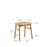 Enit Hocker aus Papierseil in Beige und massivem Eichenholz mit natürlichem Finish 43cm FSC Mix Credit - ZEN ZONE Furniture