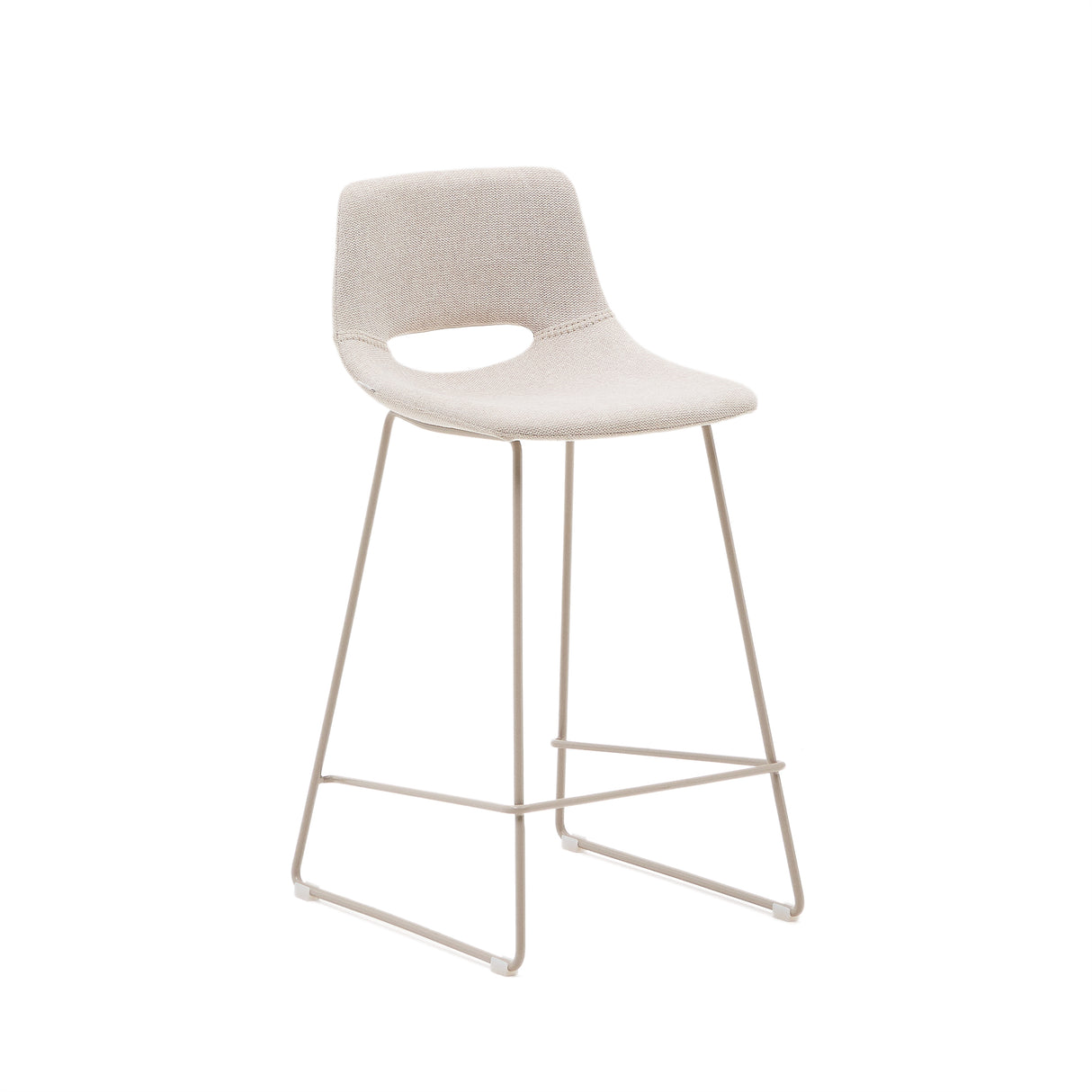 Zahara Hocker beige und Stahl mit beigem Finish 65 cm - ZEN ZONE Furniture