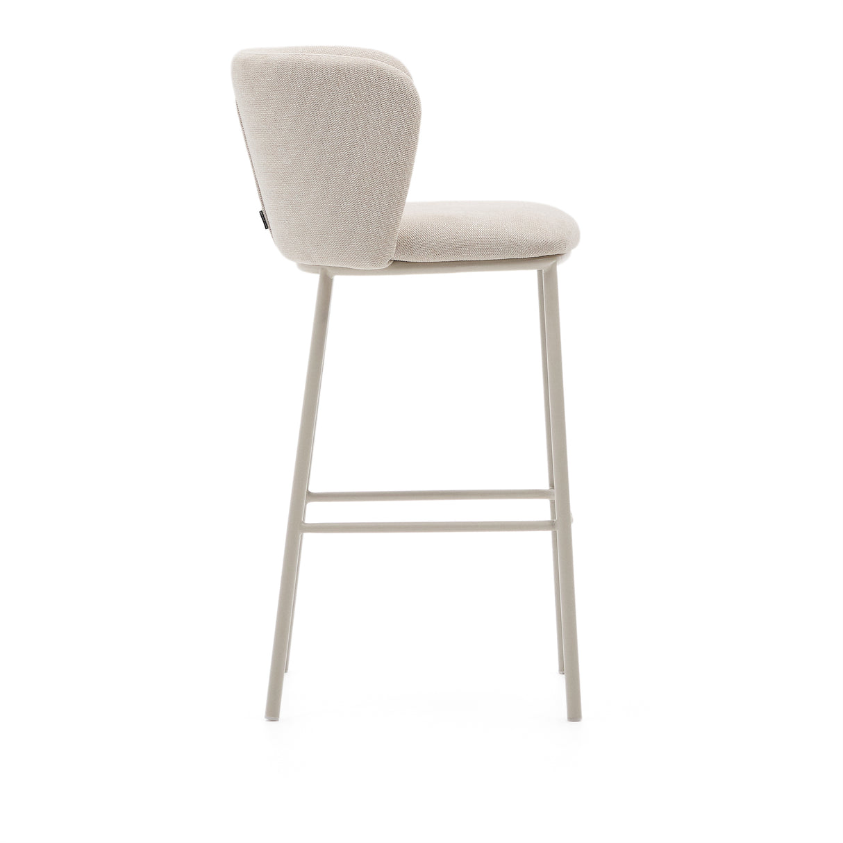 Hocker Ciselia aus beigefarbenem Chenille und beigefarbenem Stahl Höhe 75 cm FSC Mix Credit - ZEN ZONE Furniture
