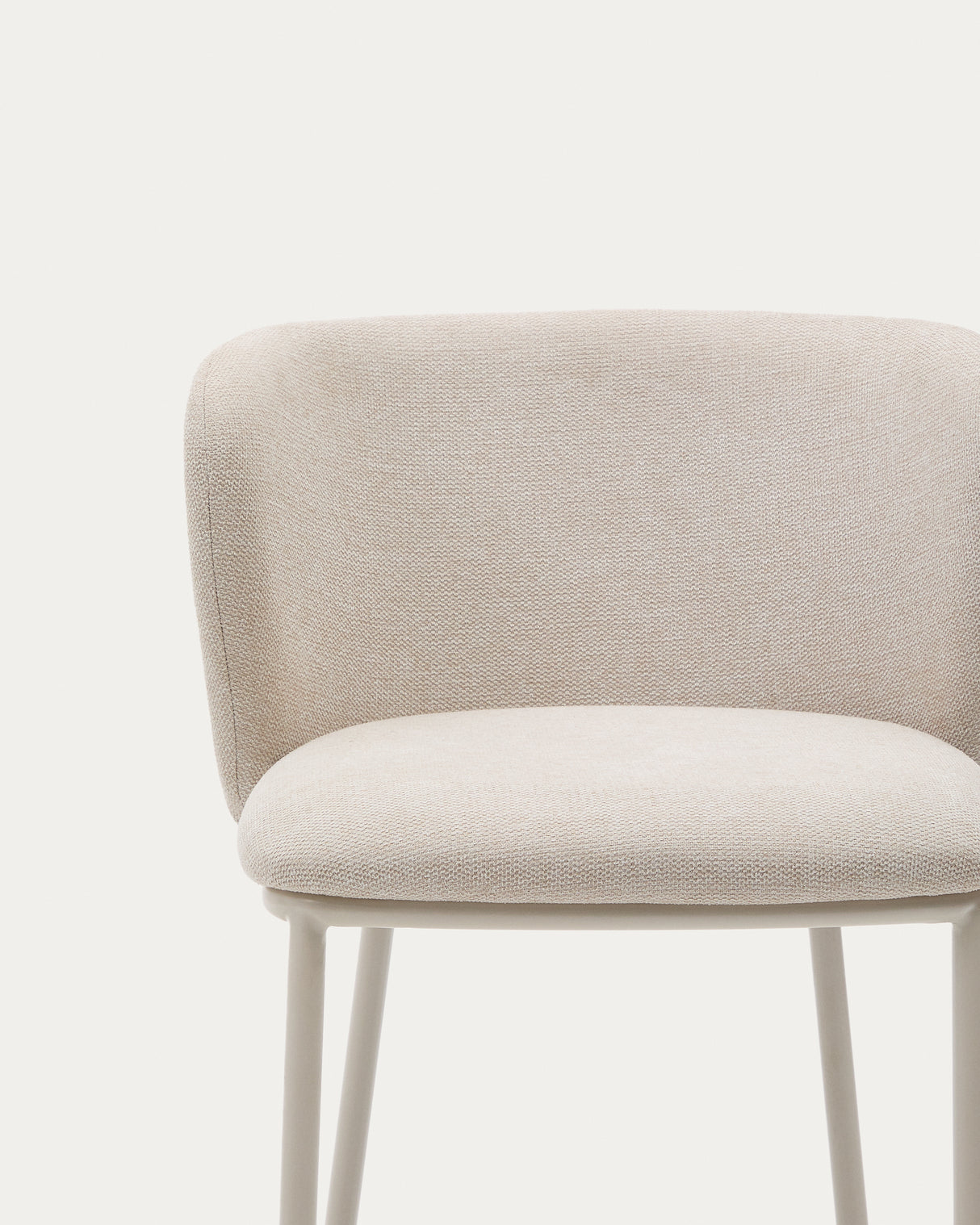 Hocker Ciselia aus beigefarbenem Chenille und beigefarbenem Stahl Höhe 75 cm FSC Mix Credit - ZEN ZONE Furniture
