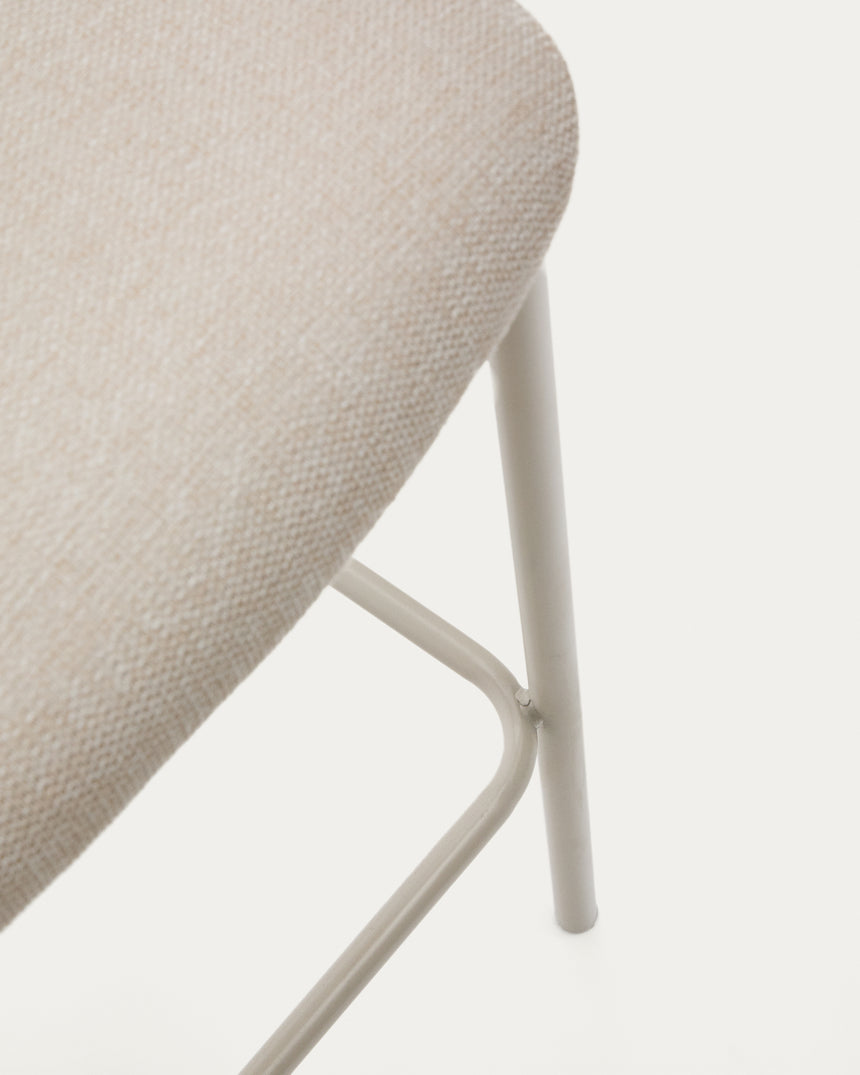 Hocker Ciselia aus beigefarbenem Chenille und beigefarbenem Stahl Höhe 75 cm FSC Mix Credit - ZEN ZONE Furniture
