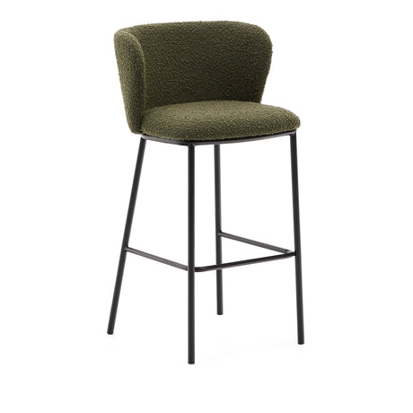 Hocker Ciselia aus grünem Schaffell und schwarzem Stahl Höhe 75 cm FSC Mix Credit - ZEN ZONE Furniture