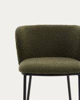 Hocker Ciselia aus grünem Schaffell und schwarzem Stahl Höhe 75 cm FSC Mix Credit - ZEN ZONE Furniture