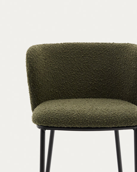 Hocker Ciselia aus grünem Schaffell und schwarzem Stahl Höhe 75 cm FSC Mix Credit - ZEN ZONE Furniture