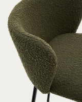 Hocker Ciselia aus grünem Schaffell und schwarzem Stahl Höhe 75 cm FSC Mix Credit - ZEN ZONE Furniture