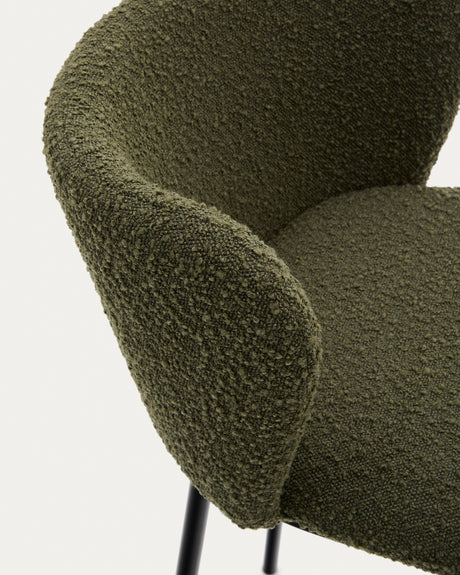 Hocker Ciselia aus grünem Schaffell und schwarzem Stahl Höhe 75 cm FSC Mix Credit - ZEN ZONE Furniture