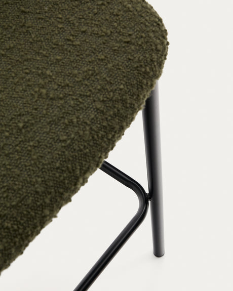Hocker Ciselia aus grünem Schaffell und schwarzem Stahl Höhe 75 cm FSC Mix Credit - ZEN ZONE Furniture