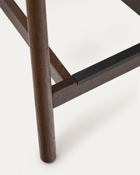 Yalia Barhocker Rückenlehne massives Eichenholz mit Nussbaum-Finish und Seilsitzfläche 65 cm FSC 100% - ZEN ZONE Furniture