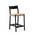 Yalia Barhocker Rückenlehne massives Eichenholz mit schwarzem Finish und Seilsitzfläche 65 cm FSC 100% - ZEN ZONE Furniture
