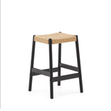 Yalia Hocker aus massivem Eichenholz mit schwarzem Finish und Seilsitz Höhe 65 cm FSC 100% - ZEN ZONE Furniture
