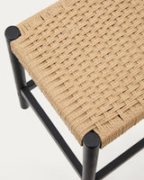 Yalia Hocker aus massivem Eichenholz mit schwarzem Finish und Seilsitz Höhe 65 cm FSC 100% - ZEN ZONE Furniture
