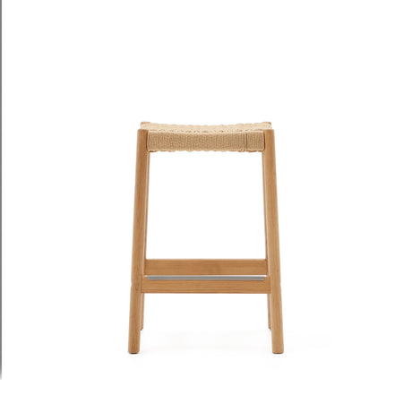 Yalia Hocker aus massivem Eichenholz mit naturfarbenem Finish und Seilsitz Höhe 65 cm FSC 100% - ZEN ZONE Furniture
