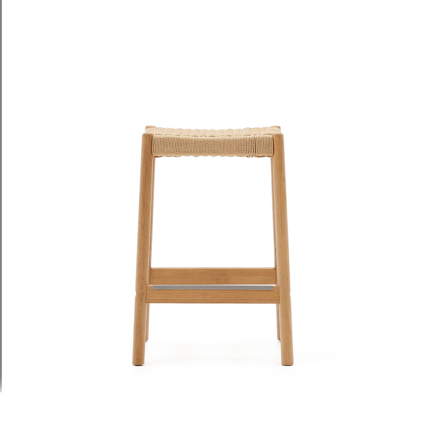 Yalia Hocker aus massivem Eichenholz mit naturfarbenem Finish und Seilsitz Höhe 65 cm FSC 100% - ZEN ZONE Furniture