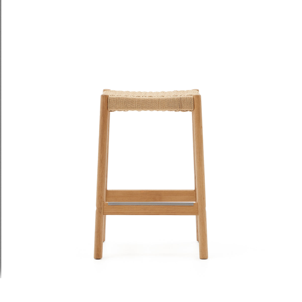 Yalia Hocker aus massivem Eichenholz mit naturfarbenem Finish und Seilsitz Höhe 65 cm FSC 100% - ZEN ZONE Furniture