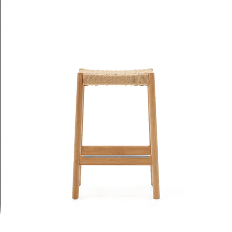 Yalia Hocker aus massivem Eichenholz mit naturfarbenem Finish und Seilsitz Höhe 65 cm FSC 100% - ZEN ZONE Furniture