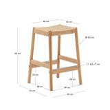 Yalia Hocker aus massivem Eichenholz mit naturfarbenem Finish und Seilsitz Höhe 65 cm FSC 100% - ZEN ZONE Furniture