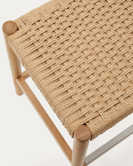 Yalia Hocker aus massivem Eichenholz mit naturfarbenem Finish und Seilsitz Höhe 65 cm FSC 100% - ZEN ZONE Furniture