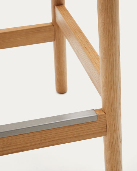 Yalia Hocker aus massivem Eichenholz mit naturfarbenem Finish und Seilsitz Höhe 65 cm FSC 100% - ZEN ZONE Furniture