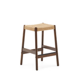 Yalia Hocker aus massivem Eichenholz mit Nussbaum-Finish und Seilsitz Höhe 65 cm FSC 100% - ZEN ZONE Furniture