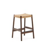 Yalia Hocker aus massivem Eichenholz mit Nussbaum-Finish und Seilsitz Höhe 65 cm FSC 100% - ZEN ZONE Furniture