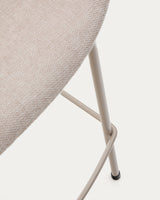 Hocker Yvette aus beigefarbener Chenille und Stahlbeinen mit beigefarbenem Finish Höhe 65 cm - ZEN ZONE Furniture