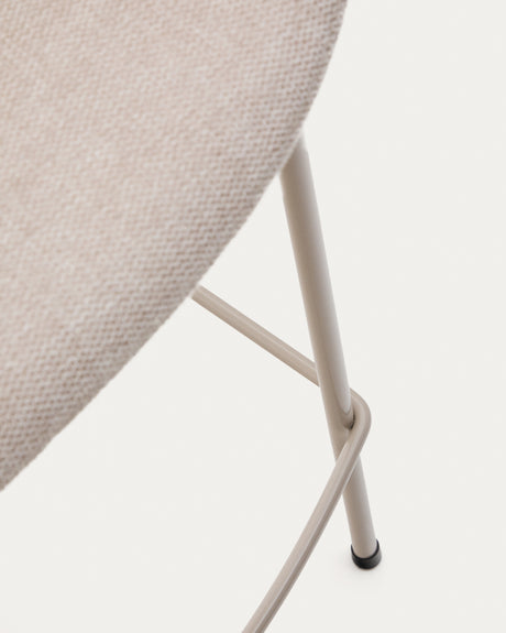 Hocker Yvette aus beigefarbener Chenille und Stahlbeinen mit beigefarbenem Finish Höhe 65 cm - ZEN ZONE Furniture