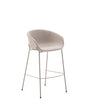 Hocker Yvette aus beigefarbener Chenille und Stahlbeinen mit beigefarbenem Finish Höhe 75 cm - ZEN ZONE Furniture