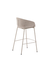 Hocker Yvette aus beigefarbener Chenille und Stahlbeinen mit beigefarbenem Finish Höhe 75 cm - ZEN ZONE Furniture