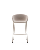 Hocker Yvette aus beigefarbener Chenille und Stahlbeinen mit beigefarbenem Finish Höhe 75 cm - ZEN ZONE Furniture