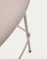 Hocker Yvette aus beigefarbener Chenille und Stahlbeinen mit beigefarbenem Finish Höhe 75 cm - ZEN ZONE Furniture
