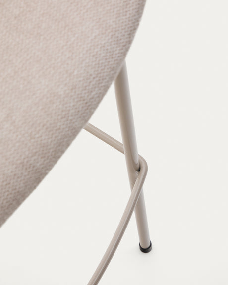 Hocker Yvette aus beigefarbener Chenille und Stahlbeinen mit beigefarbenem Finish Höhe 75 cm - ZEN ZONE Furniture