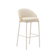 Eamy Hocker aus beigefarbenem Kunstleder, Eschenfurnier naturfarbenes Finish mit Metall 77cm - ZEN ZONE Furniture
