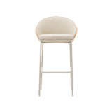 Eamy Hocker aus beigefarbenem Kunstleder, Eschenfurnier naturfarbenes Finish mit Metall 77cm - ZEN ZONE Furniture