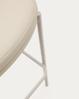 Eamy Hocker aus beigefarbenem Kunstleder, Eschenfurnier naturfarbenes Finish mit Metall 77cm - ZEN ZONE Furniture