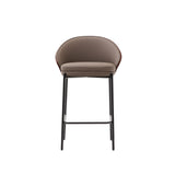 Eamy Hocker aus braunem Kunstleder, Eschenfurnier in Nussbaum-Finish mit Metall in Schwarz - ZEN ZONE Furniture