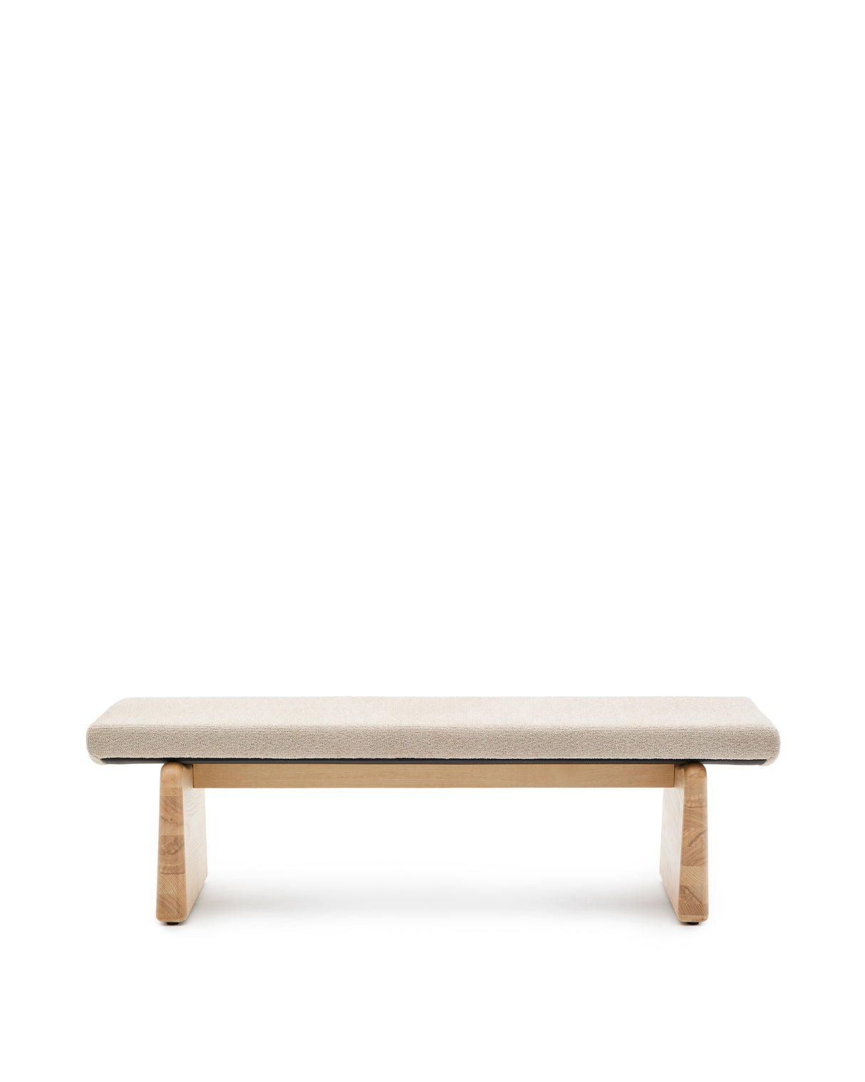 Polsterbank Topaz beige Chenille und massives Eschenholz mit natürlichem Finish 150cm FSC 100% - ZEN ZONE Furniture