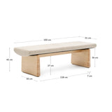Polsterbank Topaz beige Chenille und massives Eschenholz mit natürlichem Finish 150cm FSC 100% - ZEN ZONE Furniture