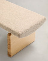 Polsterbank Topaz beige Chenille und massives Eschenholz mit natürlichem Finish 150cm FSC 100% - ZEN ZONE Furniture