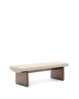 Polsterbank Topaz beiger Chenille und massives Eschenholz mit Walnuss-Finish 150cm FSC 100% - ZEN ZONE Furniture
