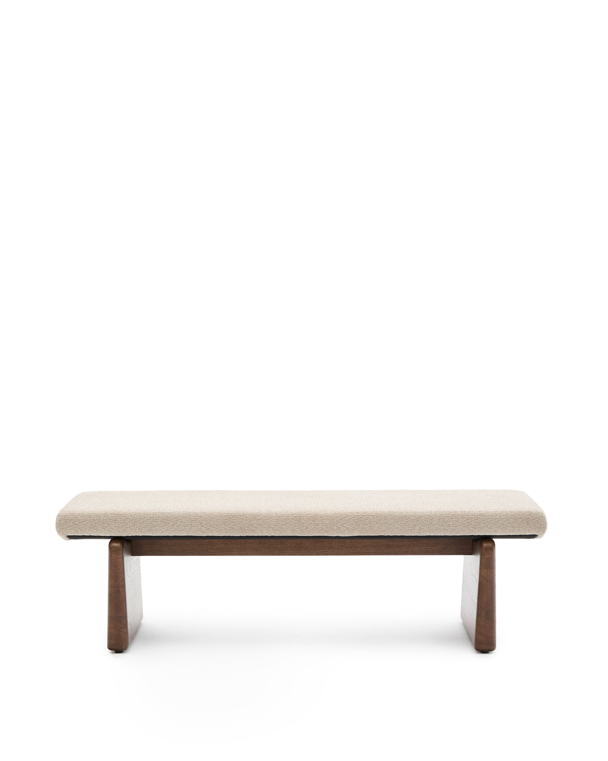 Polsterbank Topaz beiger Chenille und massives Eschenholz mit Walnuss-Finish 150cm FSC 100% - ZEN ZONE Furniture