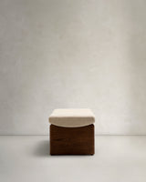 Polsterbank Topaz beiger Chenille und massives Eschenholz mit Walnuss-Finish 150cm FSC 100% - ZEN ZONE Furniture