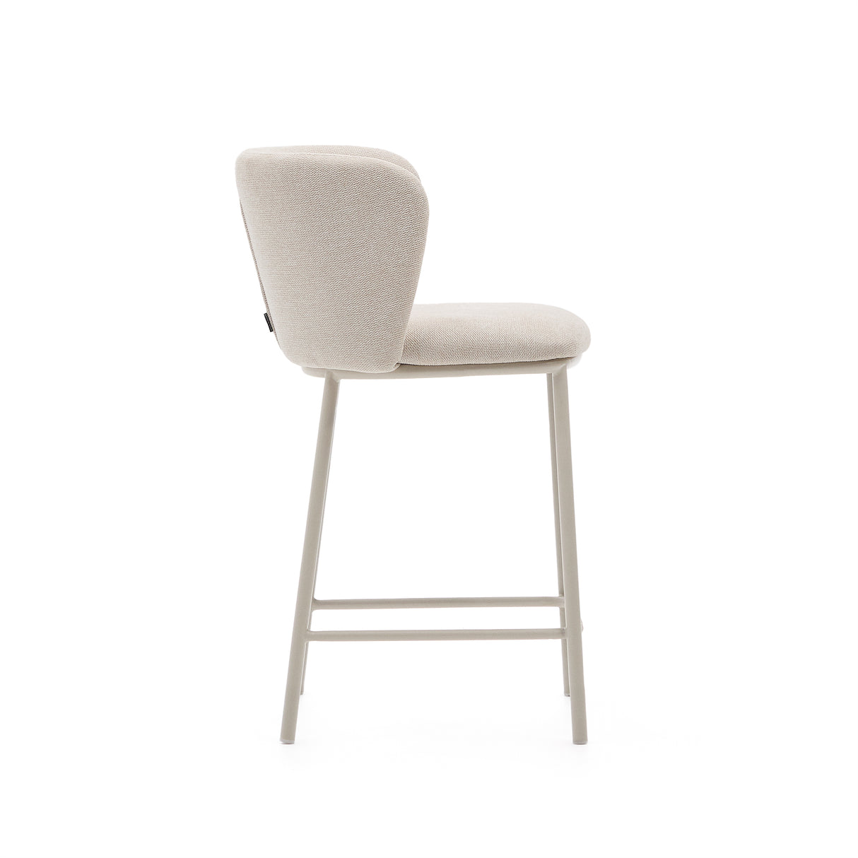 Hocker Ciselia aus beigefarbenem Chenille und beigefarbenem Stahl Höhe 65 cm FSC Mix Credit - ZEN ZONE Furniture