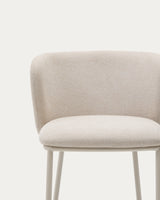Hocker Ciselia aus beigefarbenem Chenille und beigefarbenem Stahl Höhe 65 cm FSC Mix Credit - ZEN ZONE Furniture