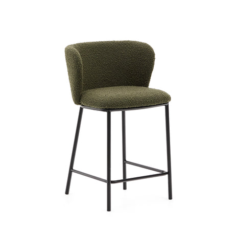 Hocker Ciselia aus grünem Schaffell und schwarzem Stahl Höhe 65 cm FSC Mix Credit - ZEN ZONE Furniture
