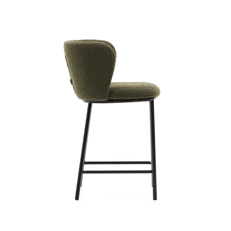 Hocker Ciselia aus grünem Schaffell und schwarzem Stahl Höhe 65 cm FSC Mix Credit - ZEN ZONE Furniture