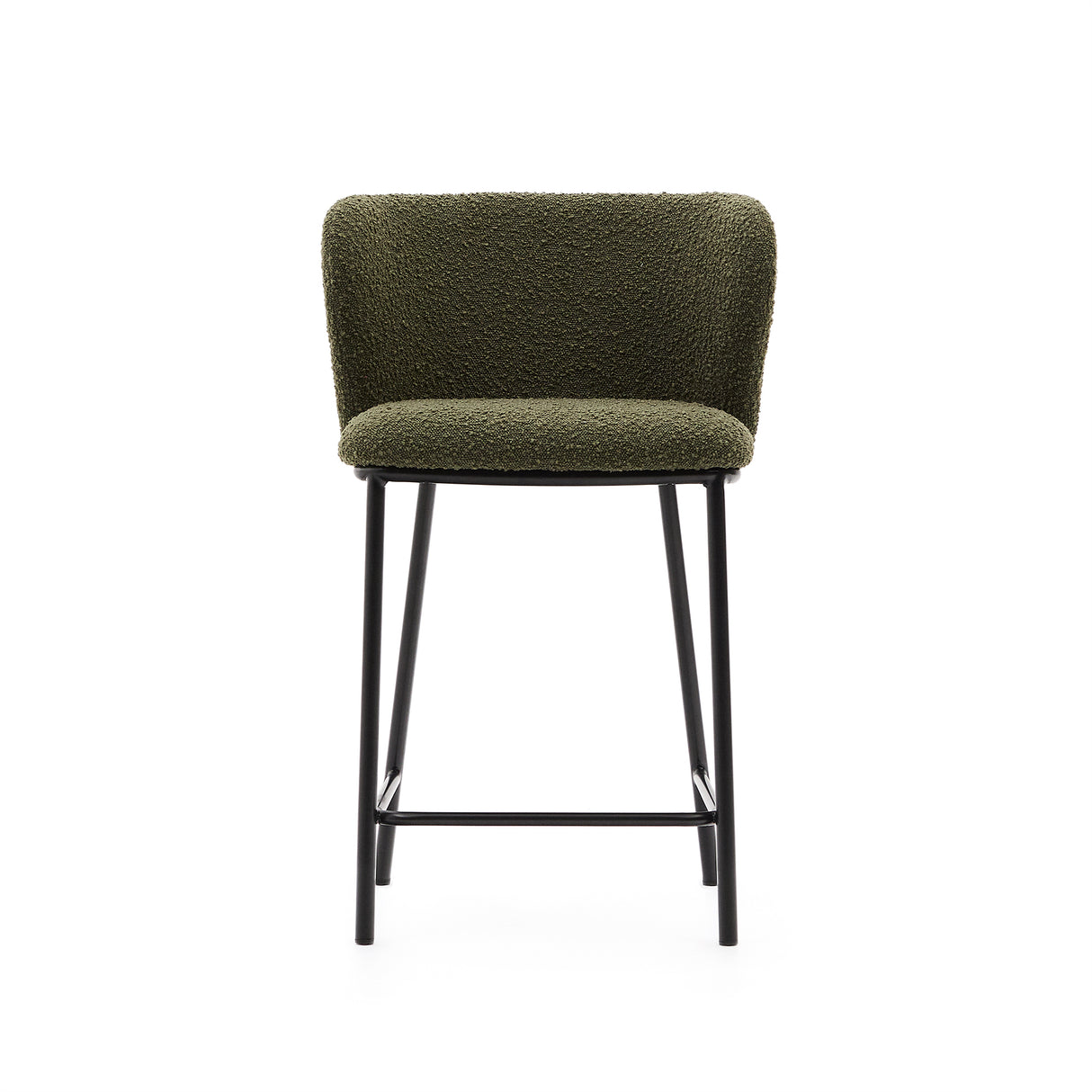 Hocker Ciselia aus grünem Schaffell und schwarzem Stahl Höhe 65 cm FSC Mix Credit - ZEN ZONE Furniture