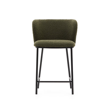 Hocker Ciselia aus grünem Schaffell und schwarzem Stahl Höhe 65 cm FSC Mix Credit - ZEN ZONE Furniture