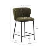 Hocker Ciselia aus grünem Schaffell und schwarzem Stahl Höhe 65 cm FSC Mix Credit - ZEN ZONE Furniture