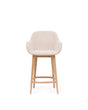 Beigefarbener Hocker Konna mit Beinen aus massivem Eschenholz, helles Finish 65 cm - ZEN ZONE Furniture